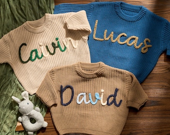 Personalized Baby Sweater • Baby Shower Gift • Handmade Crocheted Name Sweater