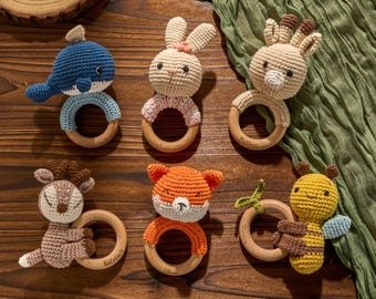 Costum Wooden Baby Rattle: Baby Shower Gift