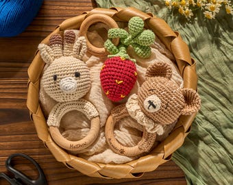 Costum Baby Rattle • Baby Christmas Gift • Baby Shower Gift • Laser Engraving Craft