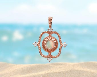 Collier En Argent Avec Opale De Feu Rose Triplet 25x17 Mm Et Topaze Rose - Neuf Sans Emballage