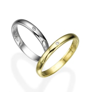 Diamanten trouwring, 14 kt gouden verzonken ring, minimalistische diamanten ring, elegante fijne sieraden jubileumcadeau voor hem of haar
