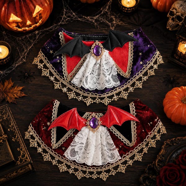 halloween pet vampire bib and cute bunny ear hat handmade cat dog costume gothic lace collar puppy apparel spooky party festive outfit set