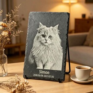 Custom Pet Memorial Slate Plaque Engraved Dog Photo Memorial Stone Personalized Cat Portrait Keepsake Gift Sympathy Loss Memorial Decor Item