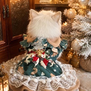 Handmade Christmas Dog Dress Premium Gingerbread Pet Costume Elegant Lace Holiday Puppy Skirt Festive Winter Cat Clothes Luxury Photo Prop