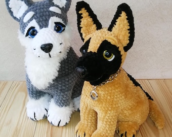 Crochet Dog Pattern Set: Shepherd and Husky