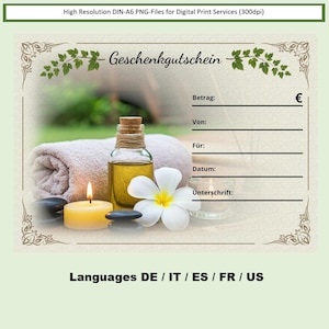 Voucher Massage Wellness & Spa, template, print file, gift voucher, massage voucher, DIN A6, postcard,