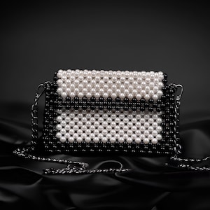 Bolso de mano con cuentas hecho a mano, bolso de boda con perlas, bolso de noche vintage, regalo de lujo para ella
