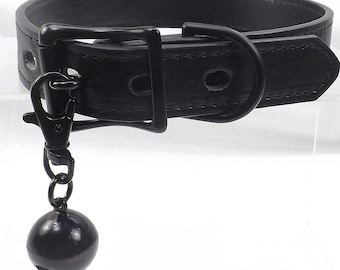 Black Hardware Locking buckle bdsm collar Black slave bell