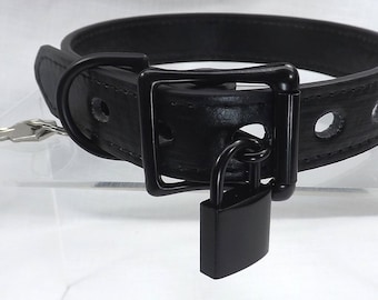 Locking Collar Black buckle collar locking slave collar mature submissive collar bdsm collar fetish collar bondage collar pinchthemuse