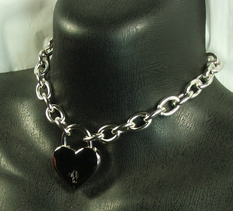 Real Padlock Necklace Locking Chain Heart Lock Choker day Etsy