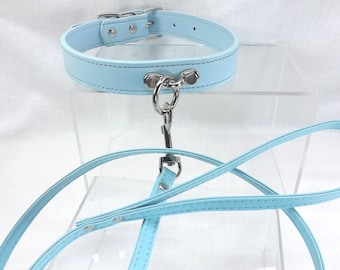 O Ring Collar with leash Bondage collar O ring slave collar mature submissive collar