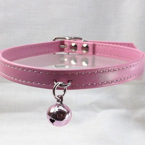 Bdsm collar discreet ddlg collar kitten play mature leather babygirl bdsm day collar bell slave collar leather choker