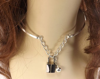 Bdsm locking metal day collar Metal collar with lock and keys submissive jewelry metal locking choker bdsm day collar discreet