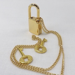 Locking Jewelry Gold color small padlock necklace mature gift for her submissive locking jewelry