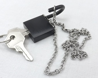 Stainless Steel Chain Black Lock Locking Jewelry