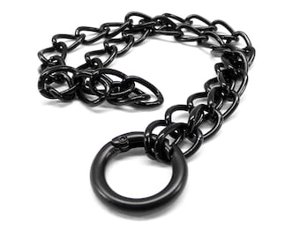 Black chain and o ring necklace bdsm jewelry mens gift