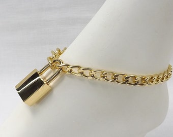 Locking Ankle Bracelet Working Lock Anklet bdsm gift  padlock and key gift for sub submissive jewelry