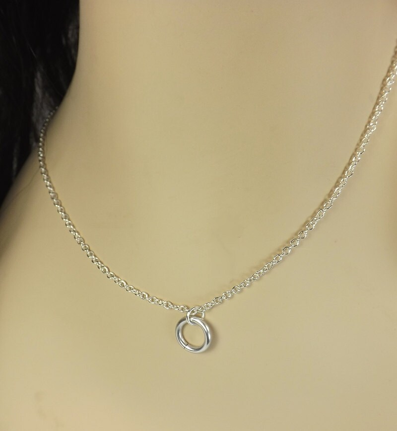 O ring Necklace Bdsm gift for submissive day collar jewelry silver