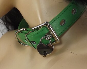 Man made materials faux leather bdsm locking collar mature heart lock vegan collar