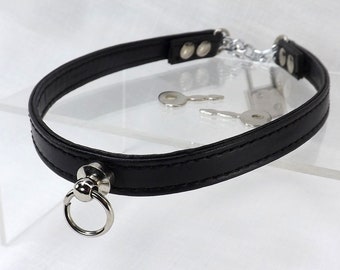 BDSM Day Collar Locking O ring collar Submissive Collar mature bdsm jewelry