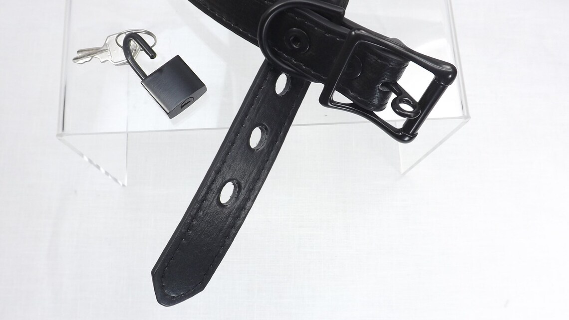 Locking Collar Black Buckle Collar Locking Slave Collar Mature Etsy