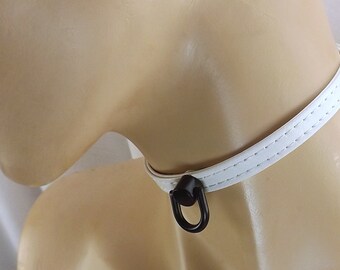 Black dee ring buckle collar mature sub collar slave day collar BDSM Day Collar