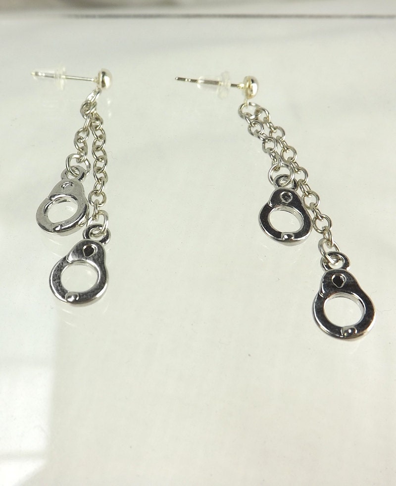 Handcuff Earrings Handcuff Dangle Earrings Pinch the Muse