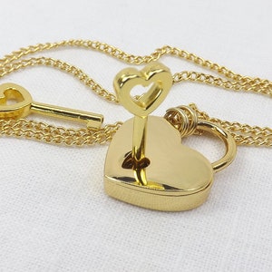Locking Jewelry Gold color heart lock necklace mature gift for her submissive locking jewelry