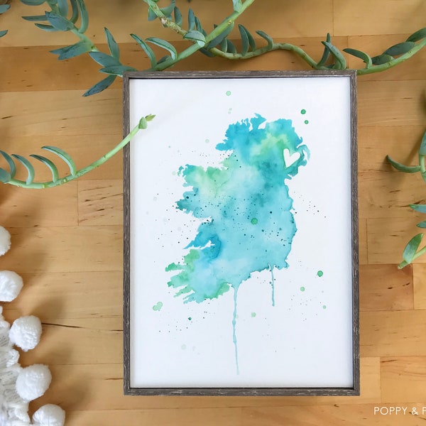 5x7 or 8.5x11 - Ireland Love / Watercolor Map Print / Wedding Gift / Anniversary Gift / Moving Gift / Travel / Wanderlust / Europe