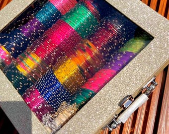 22 set premium glass bangle box,silver and gold kashmiri ghungroo free,Size 2.2,2.4,2.6,2.8,2.10 All color in one box,Ready to dispatch Gift