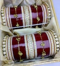 Premium Maroon Bridal Chooda Set • Punjabi Wedding Choora with Kaleere • Indian Bride Bangles • Luxury Dulhan Chura • Gift for Bride|Kaleera
