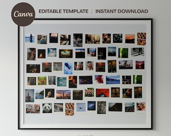 Polaroidkollagemall | Landskapsdisplay med 60 foton (digital nedladdning)
