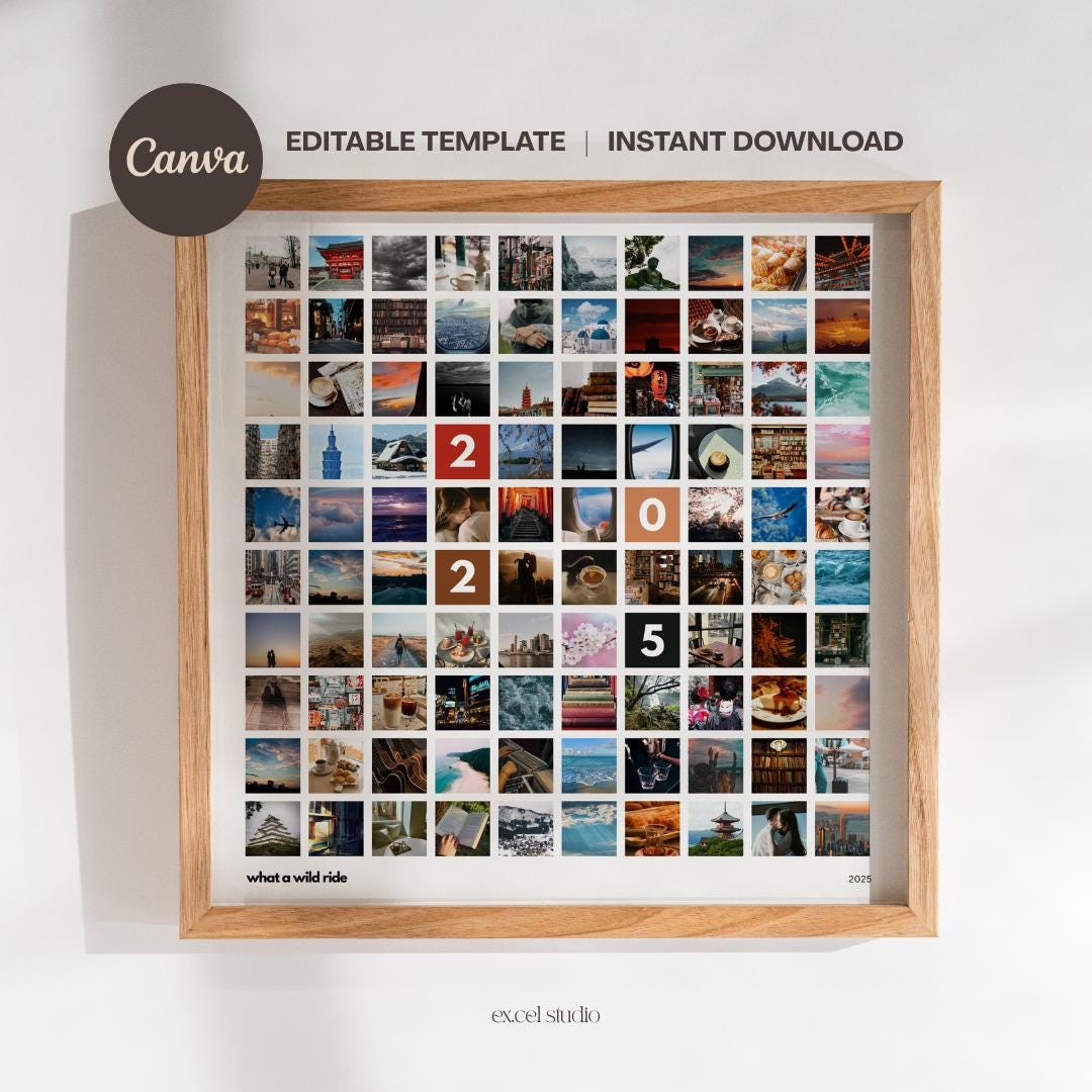 100 Memories Couple Photos Collage Template | Square Minimalist Grid ...