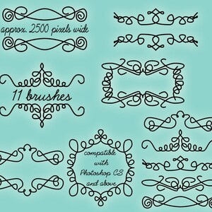Doodle Frames Photoshop Brushes, Doodle Flourishes Photoshop Brushes - Commercial et Personnel