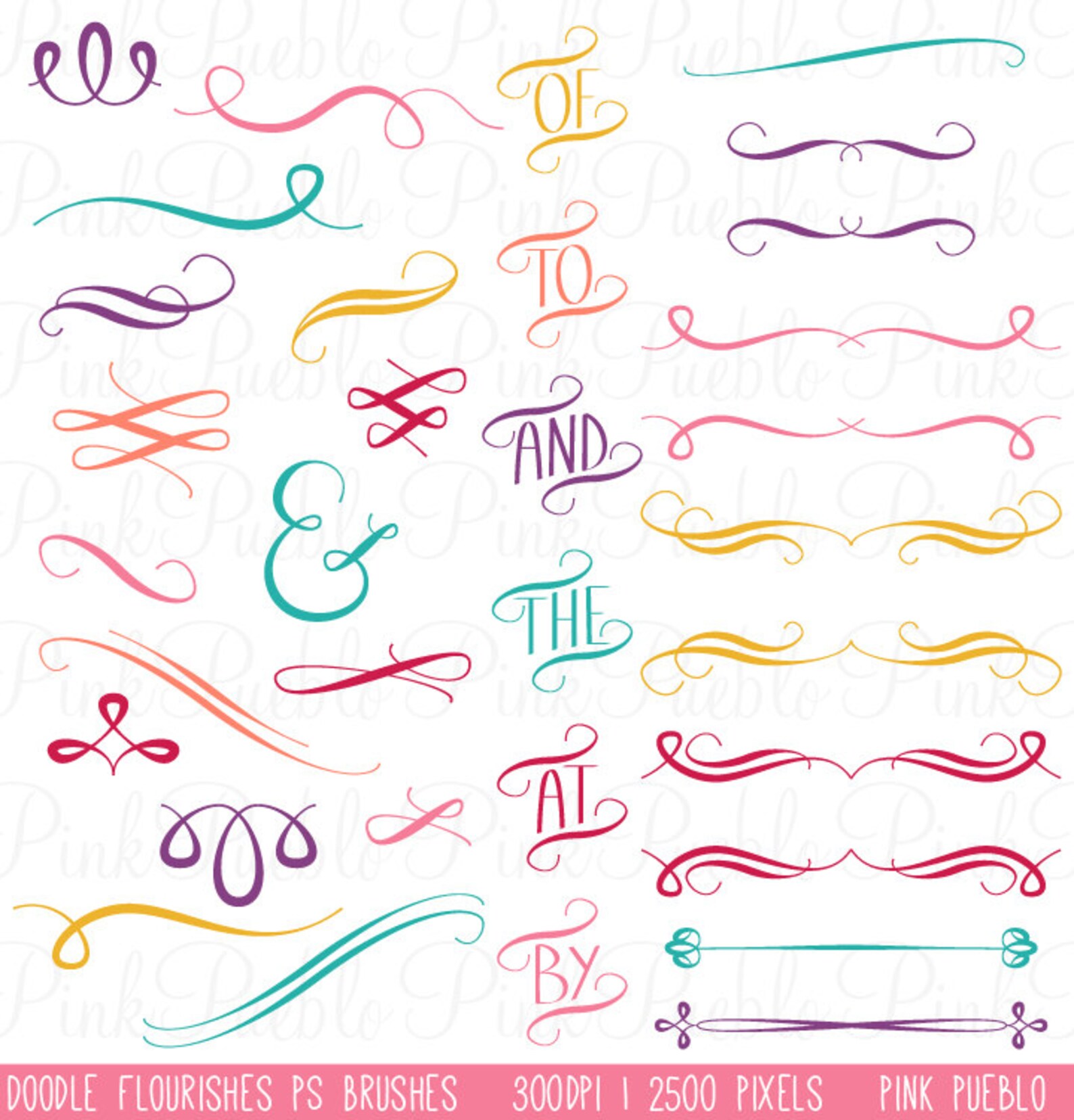 Hand Drawn Flourishes Brushes Flourish Etsy