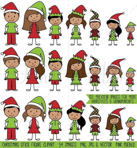 Christmas Stick Figure Family Clipart Christmas Stick Figure Etsy