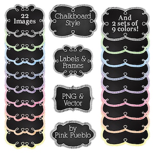 Printable Chalkboard Frames and Labels Clipart Clip Art, Chalkboard Tags Clipart Clip Art Vectors - Commercial and Personal Use