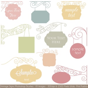 Vintage Sign Photoshop Brushes, Frame Borders Photoshop Brushes - Commercial and Personal Use