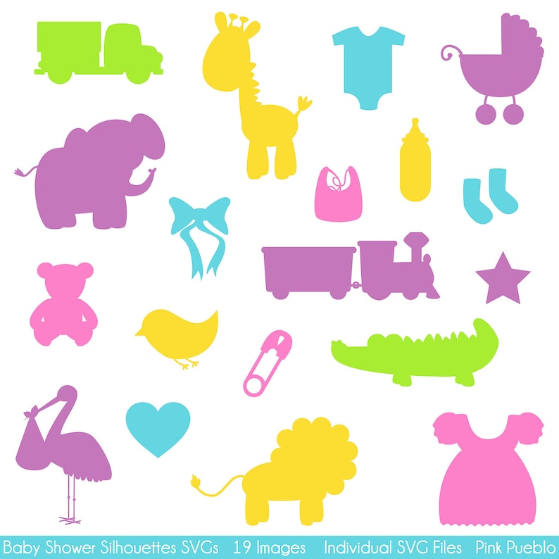 Download Baby Shower Silhouettes Svgs Baby Shower Cutting Templates Etsy