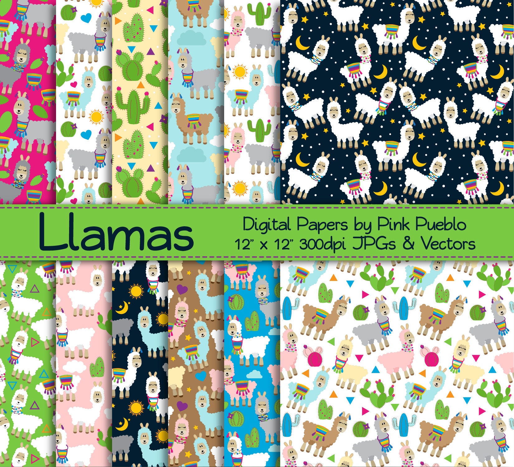 Llama Clipart Llama Digital Paper Llama Scrapbook Papers - Etsy