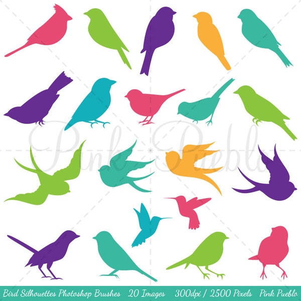Bird Silhouettes Photoshop Brushes, Bird Photoshop Brushes - Commercial and Personal
