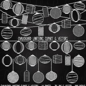 Chalkboard Paper Hanging Lantern Clipart Clip Art Vectors, Chalk Lanterns Clipart Clip Art - Commercial and Personal Use