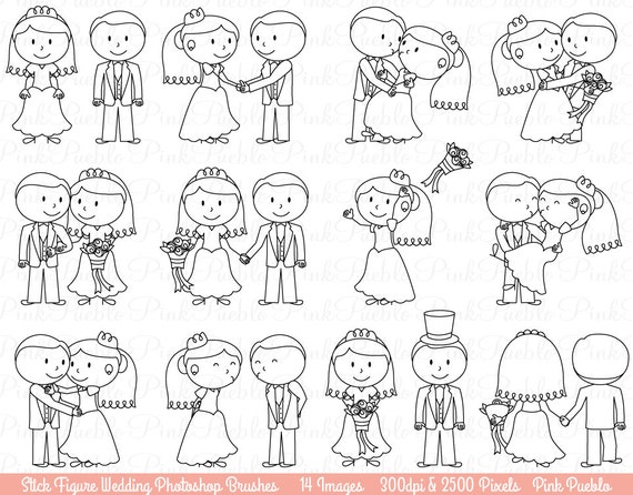 Commercial and Personal Hand Drawn Wedding Photoshop Brushes Wedding Silhouettes Photoshop Brushes