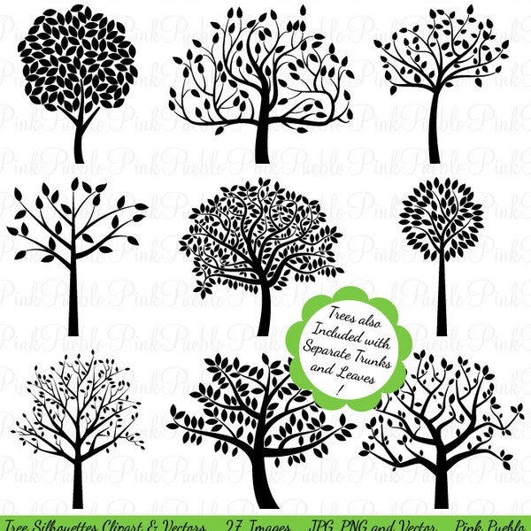 Baum Silhouetten Clipart ClipArt, Stammbaum Clipart ClipArt - kommerzielle und persönliche Nutzung