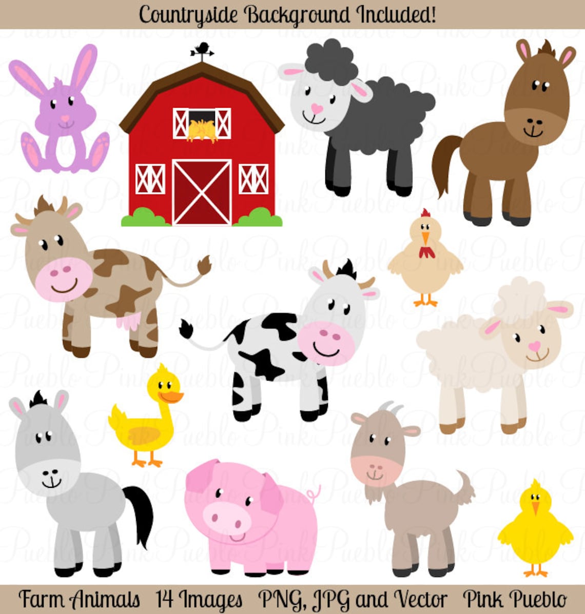 Bauernhof Tiere Clipart Bauernhof ClipArt Barnyard Clipart - Etsy.de