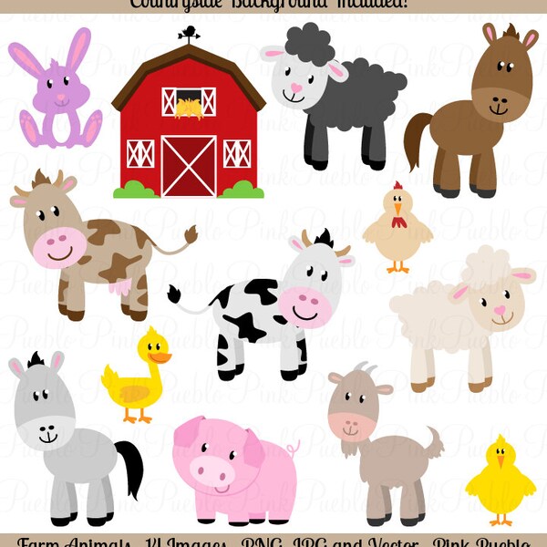 Farm Animals Clipart, Farm Animals Clip Art, Barnyard Clipart, Barnyard Animals Clip Art - Commercial and Personal Use