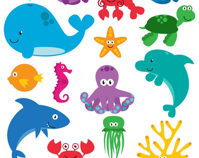 Sea Animal Clipart, Sea Animal Clip Art, Sea Creatures, Fish Clipart
