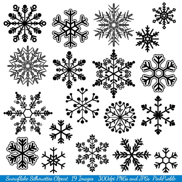 Snowflake Clipart Clip Art, Snowflake Silhouette Clip Art Clipart- Commercial and Personal
