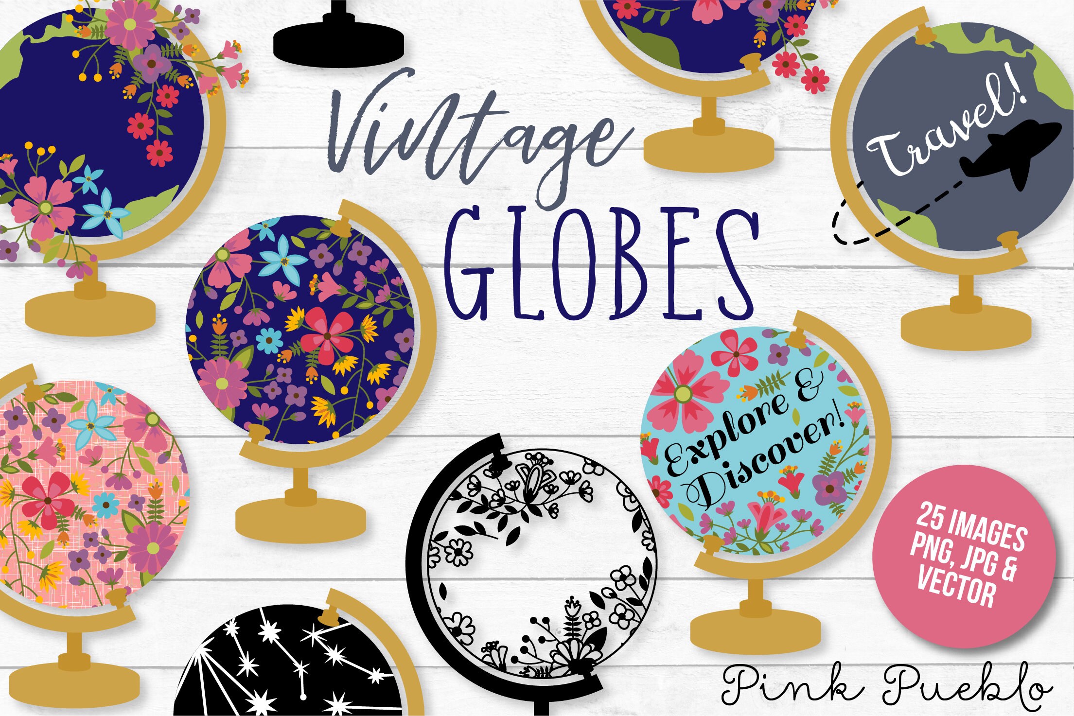 Vintage Globe Clipart Vintage Globe Clip Art Travel And Etsy