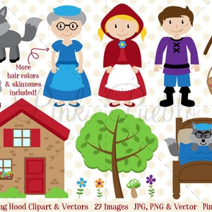 Red Riding Hood Clipart Clip Art, Little Red Riding Hood Fairytale Clipart Clip Art - Commercial and Personal Use